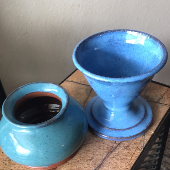 2 Clay Glazed Vases Signed Vintage Perfect - Picture 12 of 12